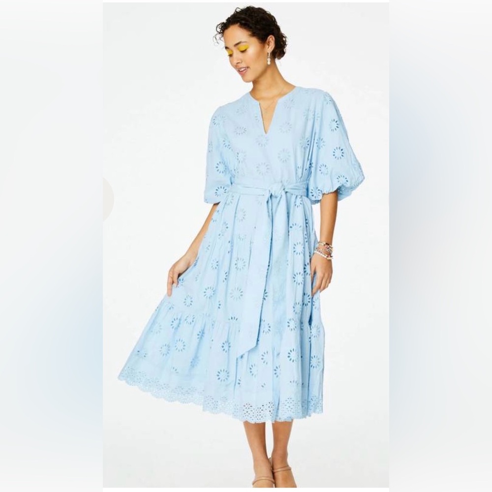 ROLLER RABBIT DRESS MIDI EYELET VALONIA DRESS WOMENS SIZE LARGE